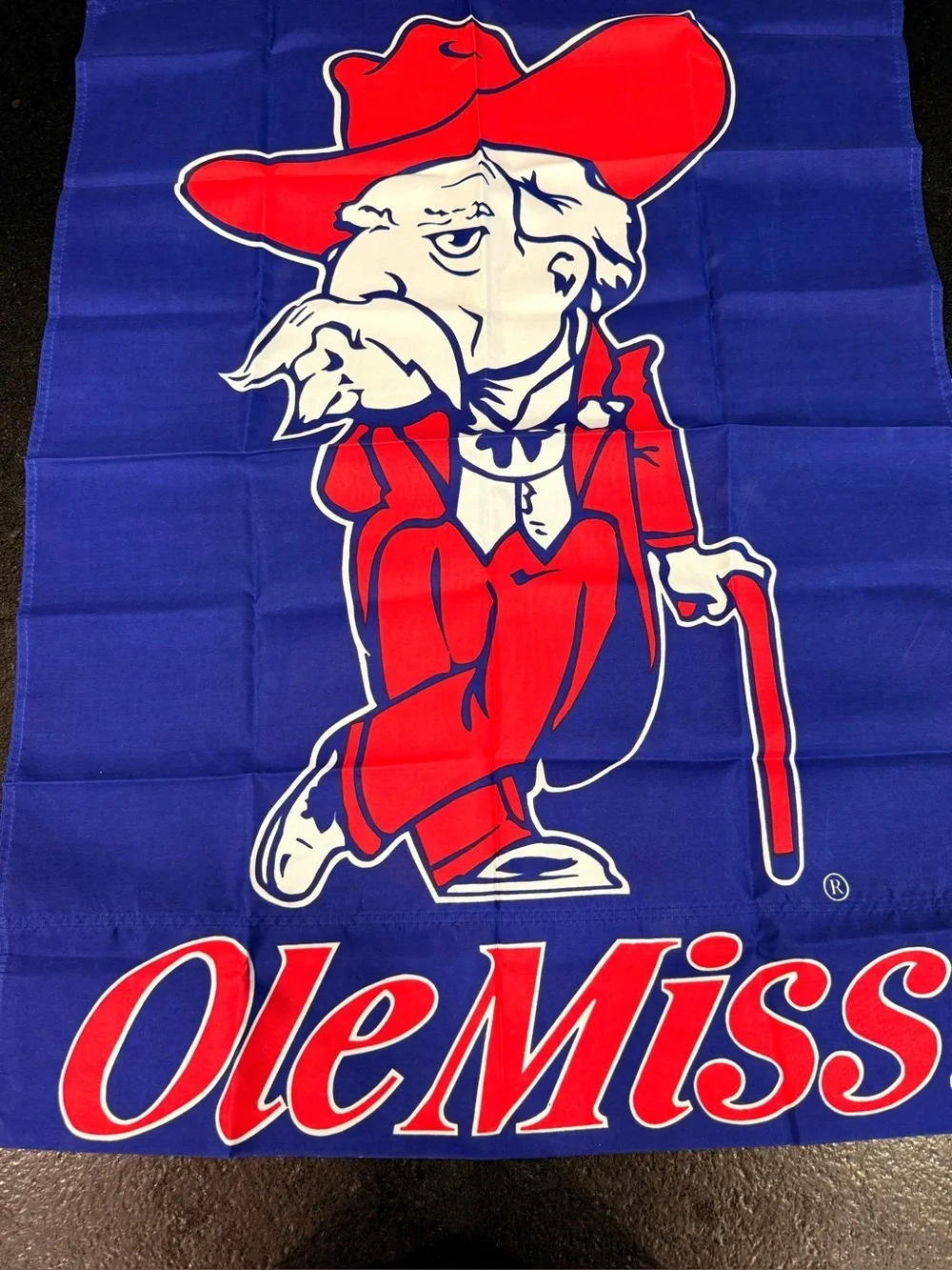 🏈 Ole Miss Rebels Vintage Banner Outdoor Flag Colonel Col Reb 43.5X27  red blue